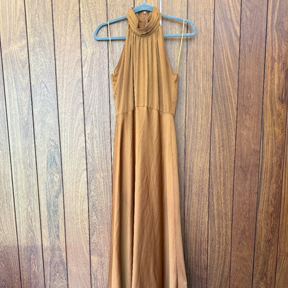 REVOLVE - Long Burnt Orange/Brown high neck formal dress